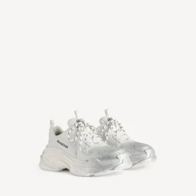 Sneaker Triple S Glitter Spray da donna in bianco/argento