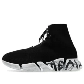 Sneakers Speed 2.0 con lacci “Maglia riciclata nera e suola bianca” 617258W2DD41091