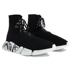 Sneakers Speed 2.0 con lacci “Maglia riciclata nera e suola bianca” 617258W2DD41091
