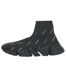 Sneakers Speed 2.0 “Maglia riciclata nera con logo multicolore su tutta la superficie” 617196W2DF01088