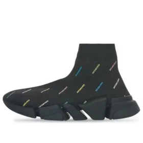 Sneakers Speed 2.0 “Maglia riciclata nera con logo multicolore su tutta la superficie” 617239W2DF01088