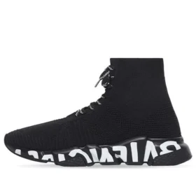Sneakers Speed Lace Up “Maglia riciclata nera con suola con graffiti in bianco e nero” 617251W2DB71006