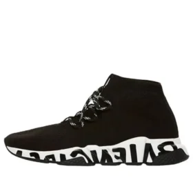 Sneakers Speed Lace Up “Maglia riciclata nera con suola nera con graffiti” 621611W05GE1015
