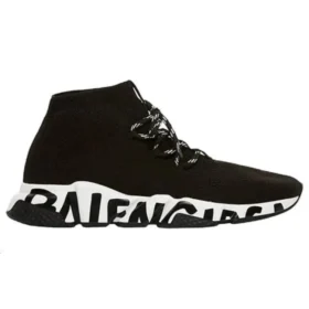 Sneakers Speed Lace Up “Maglia riciclata nera con suola nera con graffiti” 621611W05GE1015