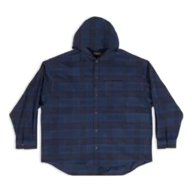 Sovraccamicia a quadri con cappuccio “Blue Navy” 720109TNM354202