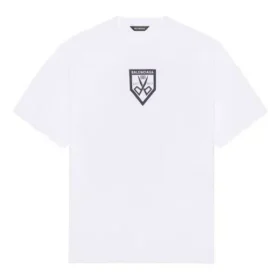 SS21 con stampa a motivi, colletto rotondo, da uomo, bianco 651795TKV779040