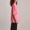 SS21 Maglietta con ricamo a girocollo rosa 641532TJVA95764