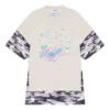 SS21 Retro a doppio strato a maniche corte, bianco 641584TJVI19013