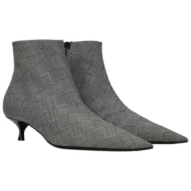 Stivali in lana a quadri con punta affusolata “Grey” 579218W1SR01214