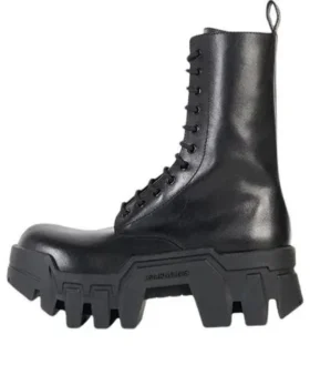 Stivali stringati Bulldozer “Pelle di vitello vegetale nera” 671554WBCQ01000