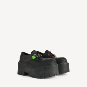 Stringate da donna con plateau e ciondoli, colore nero/multicolore