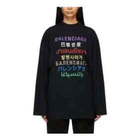 T-shirt a maniche lunghe con logo Languages “Black Multicolor” 641667TJVI32771