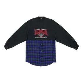 T-shirt a maniche lunghe con toppa BB Authentic “Black Blue” 698227TMM085212