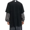 T-shirt a maniche lunghe con toppe BB Be Different “Black Grey” 720407TNVV31070