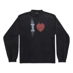T-shirt a maniche lunghe “I Love” vestibilità media “Black” 744449TOVH39034