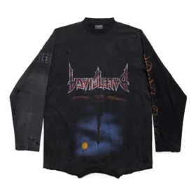 T-shirt a maniche lunghe Paris Moon Upside Down Oversized “Black Faded” 698155TOVT31055