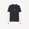 T-shirt a maniche lunghe techwear da uomo in blu navy/bianco T-shirt a maniche lunghe techwear da uomo in blu navy/bianco