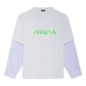 T-shirt a strati con logo Slime “Grigio” 671401TLVF11203