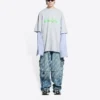 T-shirt a strati con logo Slime “Grigio” 671401TLVF11203