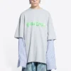T-shirt a strati con logo Slime “Grigio” 671401TLVF11203