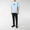 T-shirt a vestibilità regolare in maglia intrecciata “Light Blue” 578139TGV755840