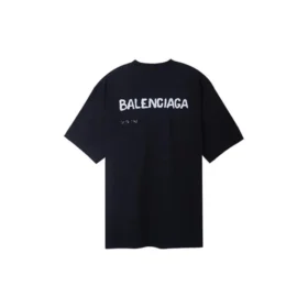 T-shirt Balenciaga disegnata a mano, vestibilità larga “Black” 641675TOVO51070