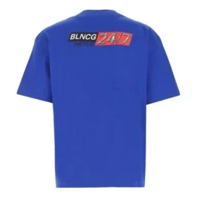T-shirt casual in cotone a tinta unita, comoda, taglia L, maniche corte, blu 612966TIVD14066