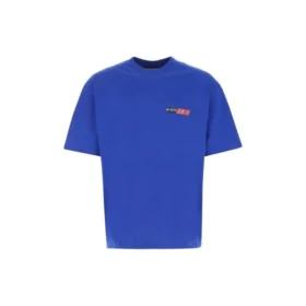 T-shirt casual in cotone a tinta unita, comoda, taglia L, maniche corte, blu 612966TIVD14066
