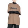 T-shirt con cappuccio, vestibilità squadrata “Tan” 651795TNVL17761