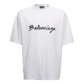 T-shirt con logo in script “Bianco/Nero” 612966TMVB49040