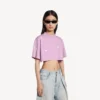 T-shirt corta da donna 520 stickers in rosa antico/bianco