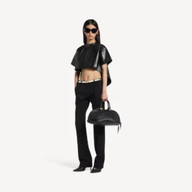 T-shirt corta da donna con strascico, nera