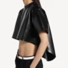 T-shirt corta da donna con strascico, nera