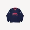 T-shirt da calcio da uomo 3b a maniche lunghe con scollo a V in blu navy scuro/rosso T-shirt da calcio da uomo 3b a maniche lunghe con scollo a V in blu navy scuro/rosso