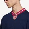 T-shirt da calcio da uomo 3b a maniche lunghe con scollo a V in blu navy scuro/rosso T-shirt da calcio da uomo 3b a maniche lunghe con scollo a V in blu navy scuro/rosso