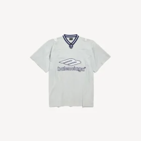 T-shirt da calcio da uomo 3b con scollo a V, oversize, grigia/bianca