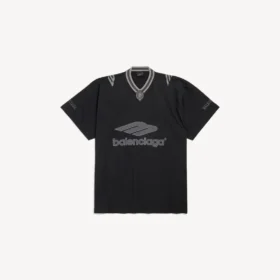 T-shirt da calcio da uomo 3b con scollo a V oversize in nero/antracite
