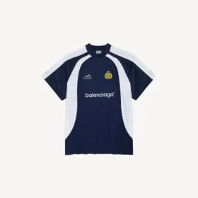T-shirt da calcio da uomo oversize in blu navy