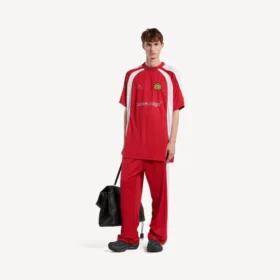 T-shirt da calcio da uomo oversize in rosso