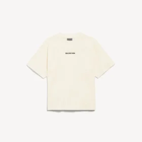 T-shirt da donna Balenciaga con motivo sul retro, vestibilità media, color crema