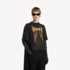T-shirt da donna Balenciaga Sacra Cœur con strascico, nera T-shirt da donna Balenciaga Sacra Cœur con strascico, nera