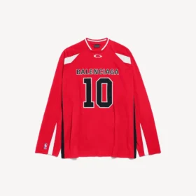 T-shirt da uomo a maniche lunghe oversize Balenciaga | Collaborazione NBA, colore rosso/multicolore
