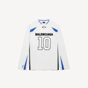 T-shirt da uomo a maniche lunghe oversize Balenciaga | Collaborazione NBA in bianco/multicolore T-shirt da uomo a maniche lunghe oversize Balenciaga | Collaborazione NBA in bianco/multicolore