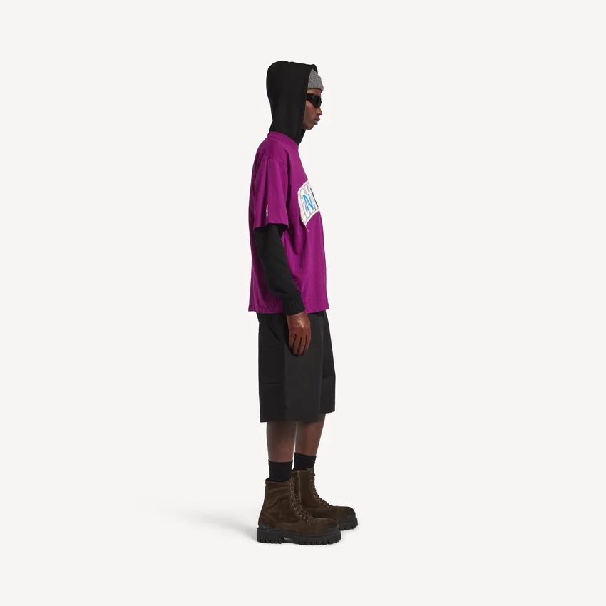 T-shirt da uomo Balenciaga | Collaborazione con la NBA, modello oversize, colore viola T-shirt da uomo Balenciaga | Collaborazione con la NBA, modello oversize, colore viola