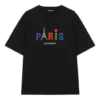 T-shirt da uomo Balenciaga Paris Love a maniche corte con stampa, spessore regolare, nera 594579TGV431000
