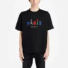 T-shirt da uomo Balenciaga Paris Love a maniche corte con stampa, spessore regolare, nera 594579TGV431000