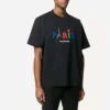 T-shirt da uomo Balenciaga Paris Love a maniche corte con stampa, spessore regolare, nera 594579TGV431000