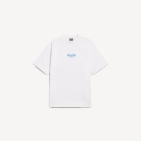 T-shirt da uomo bianca con stampa stilizzata e vestibilità media