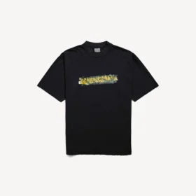 T-shirt da uomo con stampa “messy spray” e vestibilità media in nero T-shirt da uomo con stampa “messy spray” e vestibilità media in nero