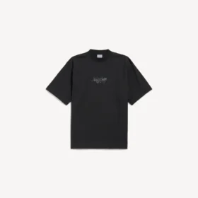 T-shirt da uomo dal taglio medio con grafica abbozzata, colore nero